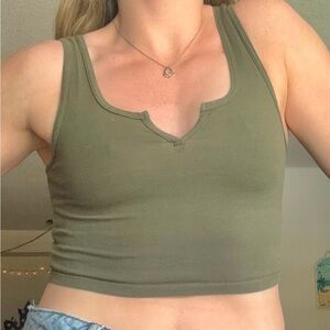 green cropped tank